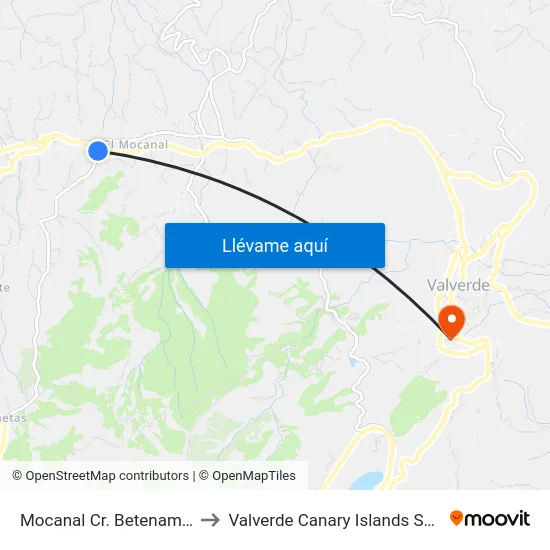Mocanal Cr. Betenama F to Valverde Canary Islands Spain map