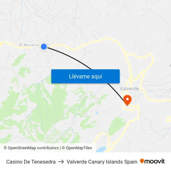 Casino De Tenesedra to Valverde Canary Islands Spain map