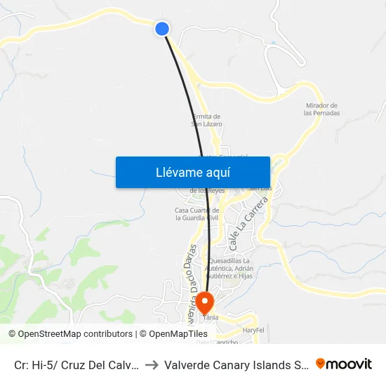 Cr: Hi-5/ Cruz Del Calvario to Valverde Canary Islands Spain map