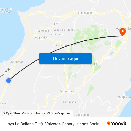 Hoya La Ballena F to Valverde Canary Islands Spain map