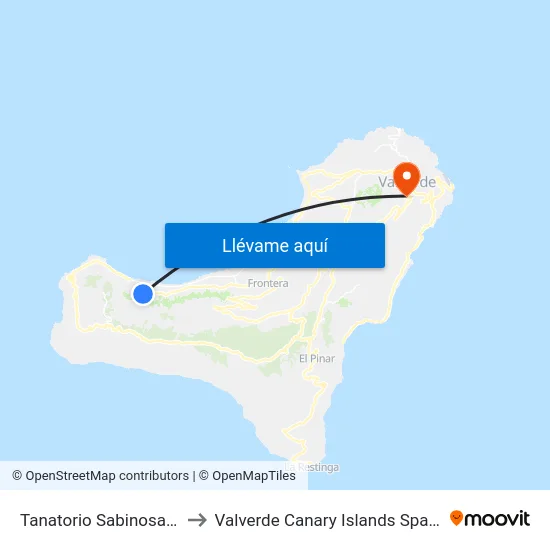 Tanatorio Sabinosa F to Valverde Canary Islands Spain map