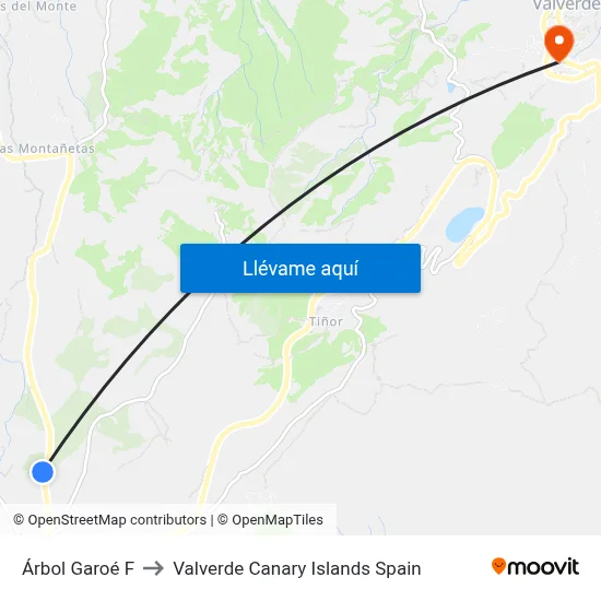 Árbol Garoé F to Valverde Canary Islands Spain map