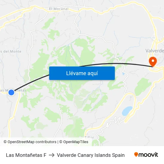 Las Montañetas F to Valverde Canary Islands Spain map
