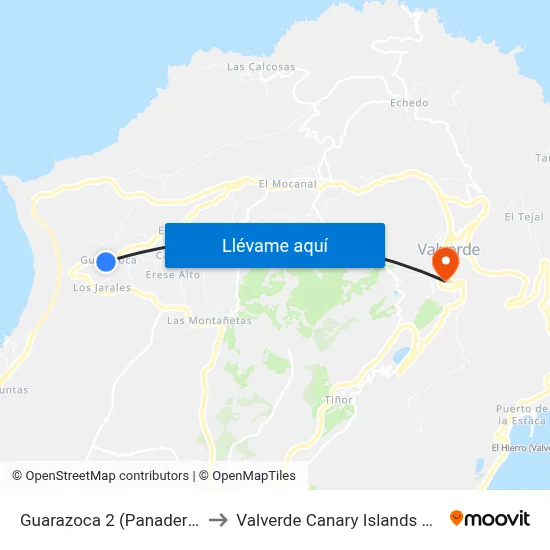 Guarazoca 2 (Panadería) F to Valverde Canary Islands Spain map