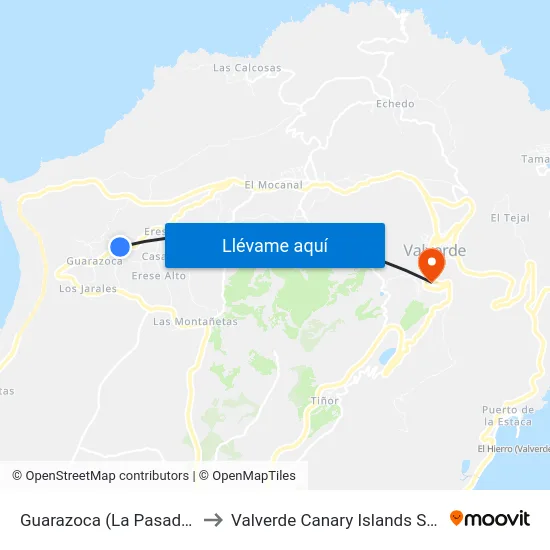 Guarazoca (La Pasada) F to Valverde Canary Islands Spain map