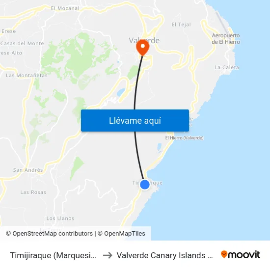 Timijiraque (Marquesina) F to Valverde Canary Islands Spain map