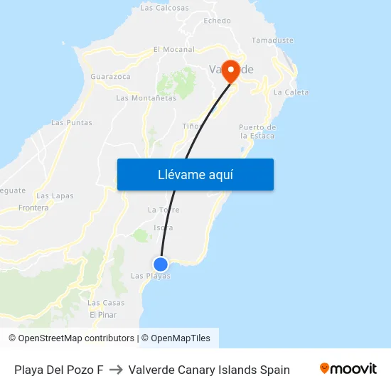 Playa Del Pozo F to Valverde Canary Islands Spain map