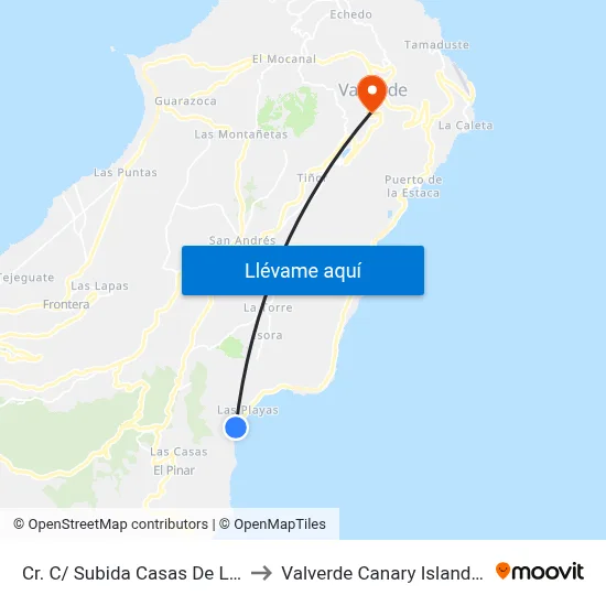 Cr. C/ Subida Casas De Ladera F to Valverde Canary Islands Spain map