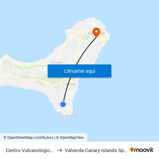Centro Vulcanológico F to Valverde Canary Islands Spain map