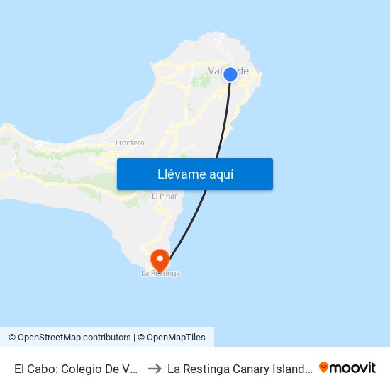 El Cabo:  Colegio De Valverde to La Restinga Canary Islands Spain map
