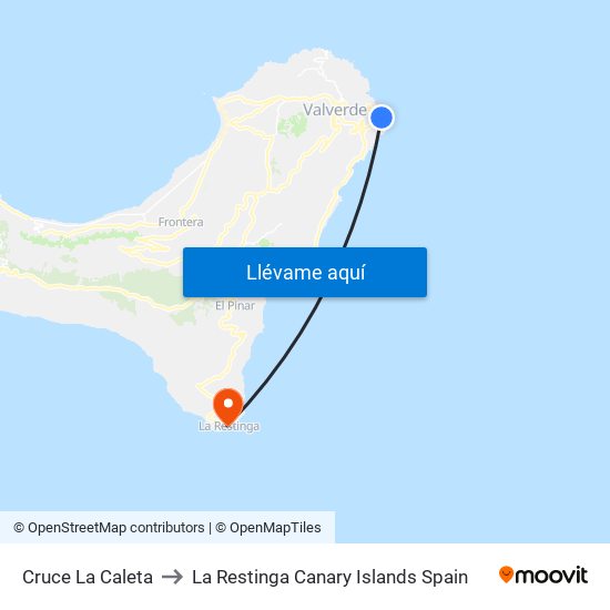 Cruce La Caleta to La Restinga Canary Islands Spain map