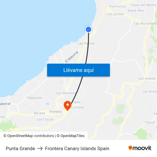 Punta Grande to Frontera Canary Islands Spain map