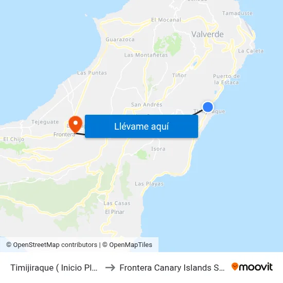 Timijiraque ( Inicio Playa) to Frontera Canary Islands Spain map
