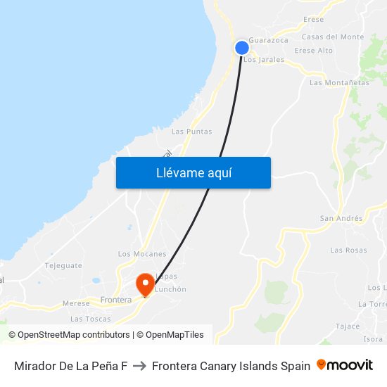 Mirador De La Peña F to Frontera Canary Islands Spain map