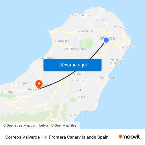 Correos Valverde to Frontera Canary Islands Spain map