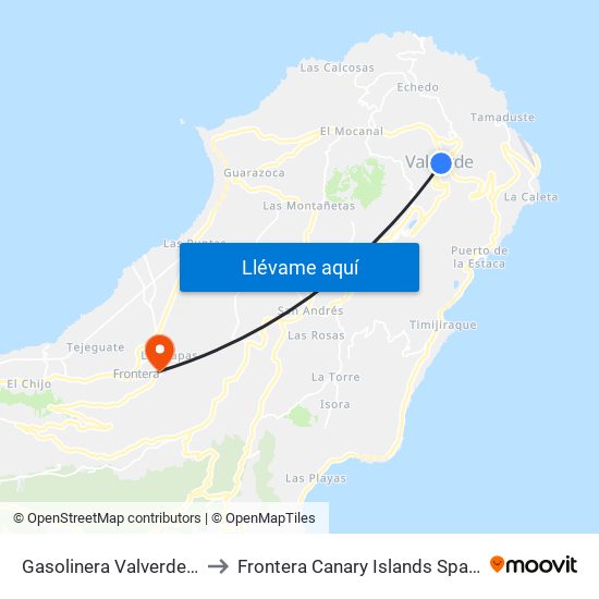 Gasolinera Valverde F to Frontera Canary Islands Spain map