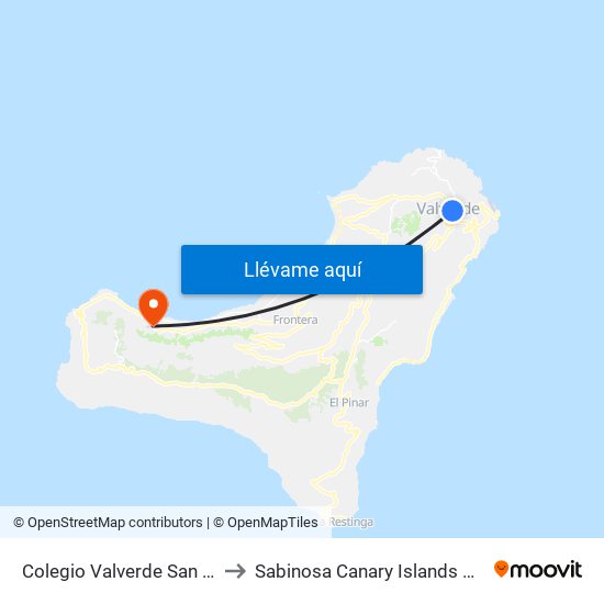 Colegio Valverde San Luis to Sabinosa Canary Islands Spain map