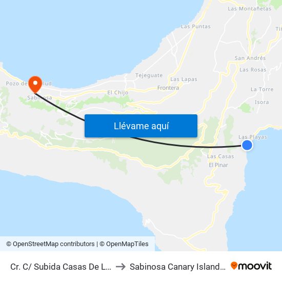 Cr. C/ Subida Casas De Ladera F to Sabinosa Canary Islands Spain map