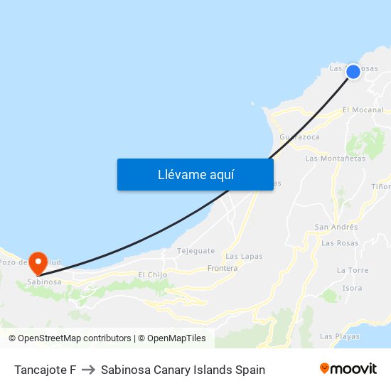 Tancajote F to Sabinosa Canary Islands Spain map