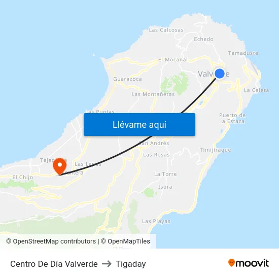Centro De Día Valverde to Tigaday map
