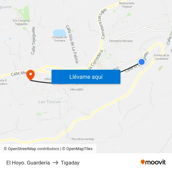 El Hoyo. Guardería to Tigaday map