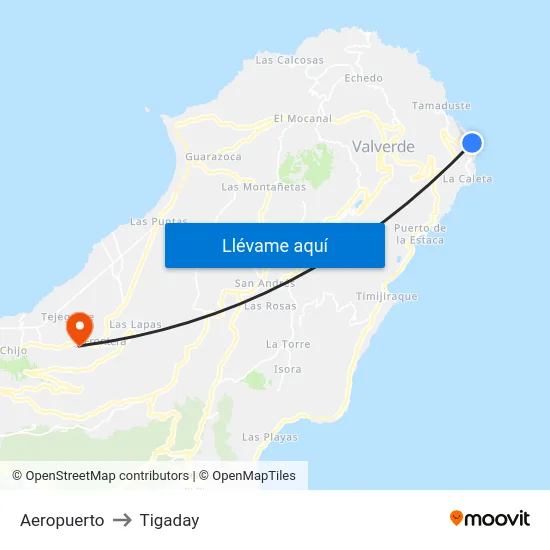 Aeropuerto to Tigaday map