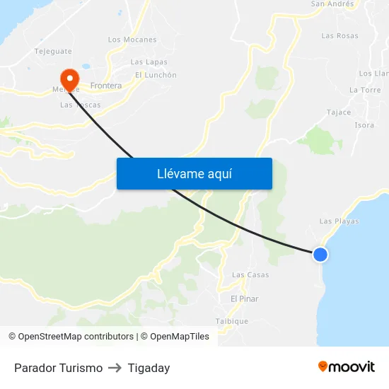 Parador Turismo to Tigaday map