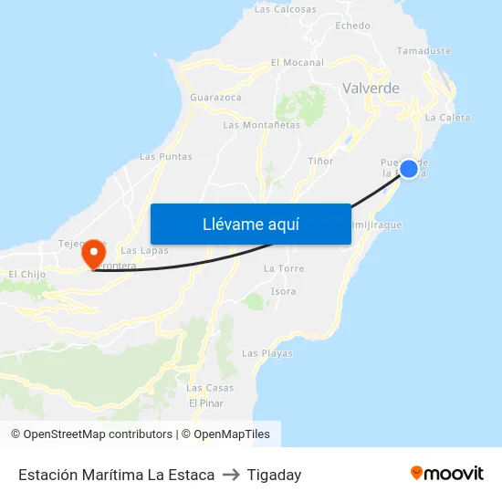Estación Marítima La Estaca to Tigaday map