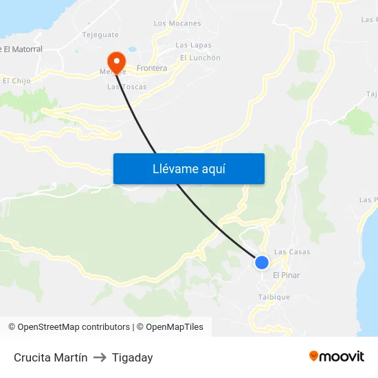 Crucita Martín to Tigaday map