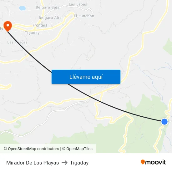 Mirador De Las Playas to Tigaday map