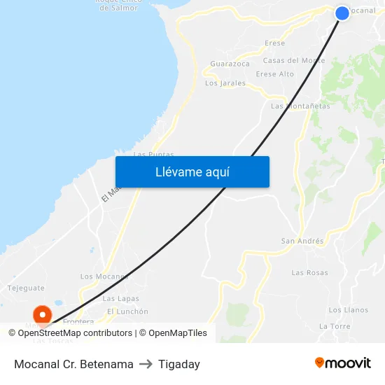 Mocanal Cr. Betenama to Tigaday map