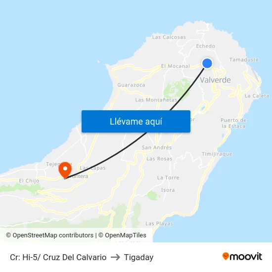 Cr: Hi-5/ Cruz Del Calvario to Tigaday map