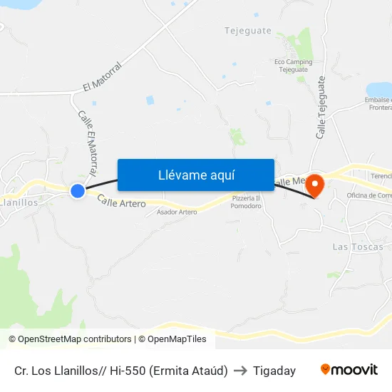 Cr. Los Llanillos// Hi-550 (Ermita Ataúd) to Tigaday map