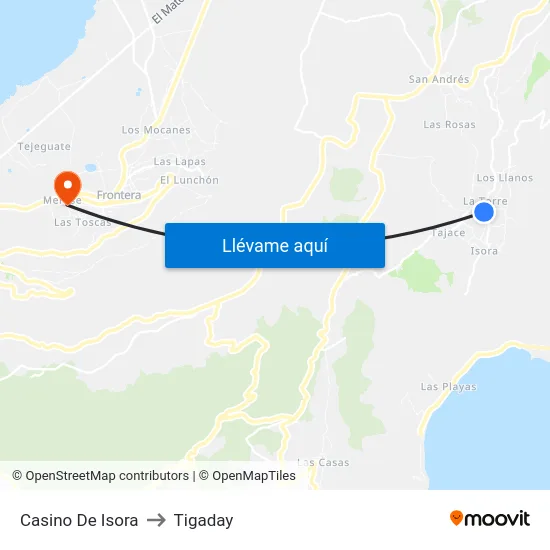 Casino De Isora to Tigaday map