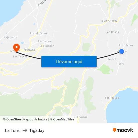 La Torre to Tigaday map