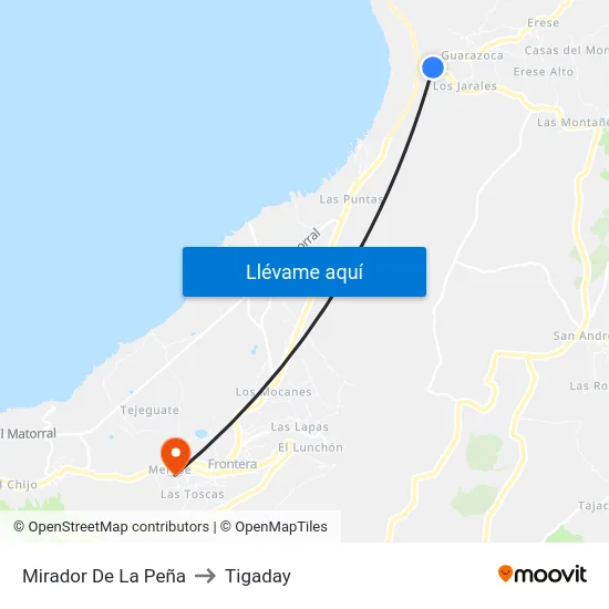 Mirador De La Peña to Tigaday map
