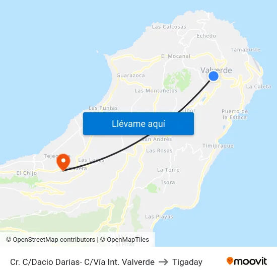 Cr. C/Dacio Darias- C/Vía Int. Valverde to Tigaday map