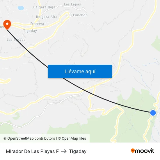 Mirador De Las Playas F to Tigaday map