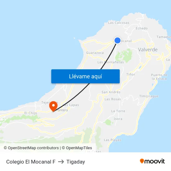 Colegio El Mocanal F to Tigaday map