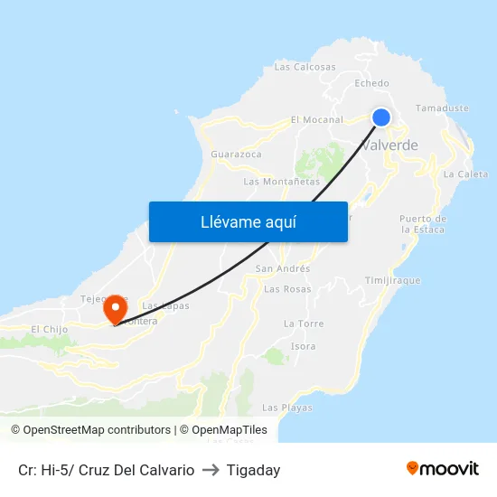 Cr: Hi-5/ Cruz Del Calvario to Tigaday map