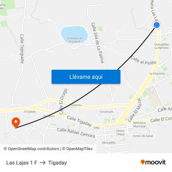 Las Lajas 1 F to Tigaday map