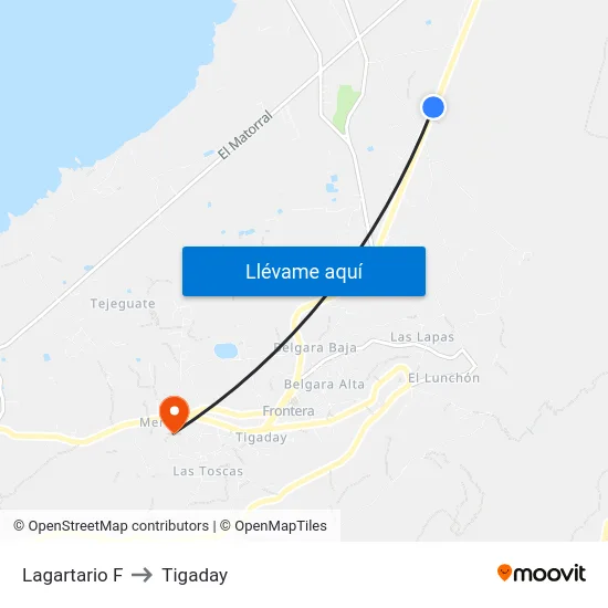 Lagartario F to Tigaday map