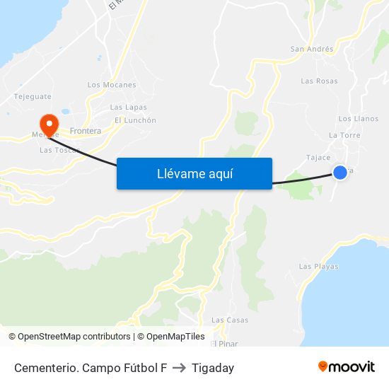 Cementerio. Campo Fútbol F to Tigaday map