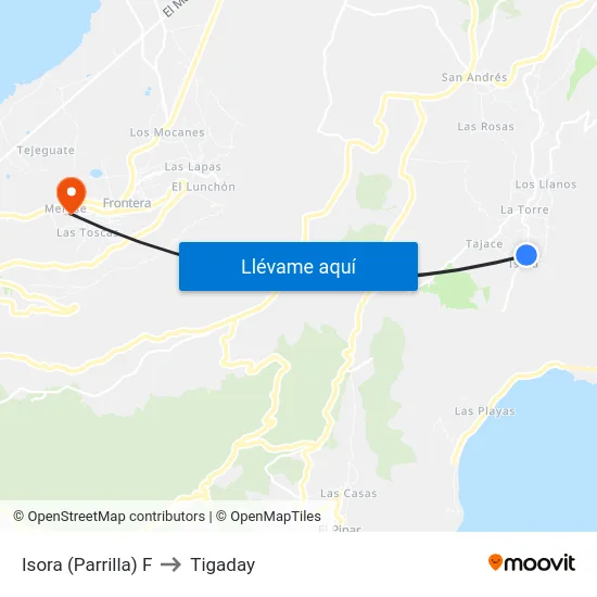 Isora (Parrilla) F to Tigaday map