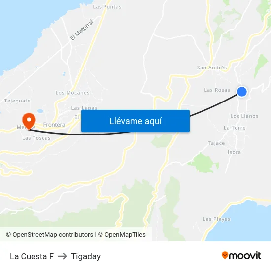 La Cuesta F to Tigaday map