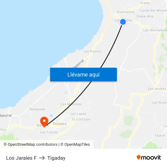 Los Jarales F to Tigaday map