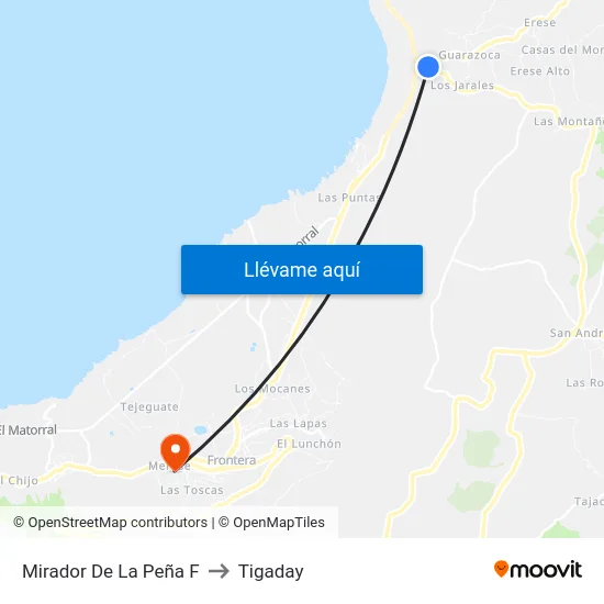 Mirador De La Peña F to Tigaday map