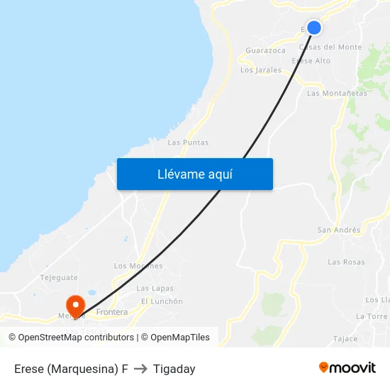 Erese (Marquesina) F to Tigaday map