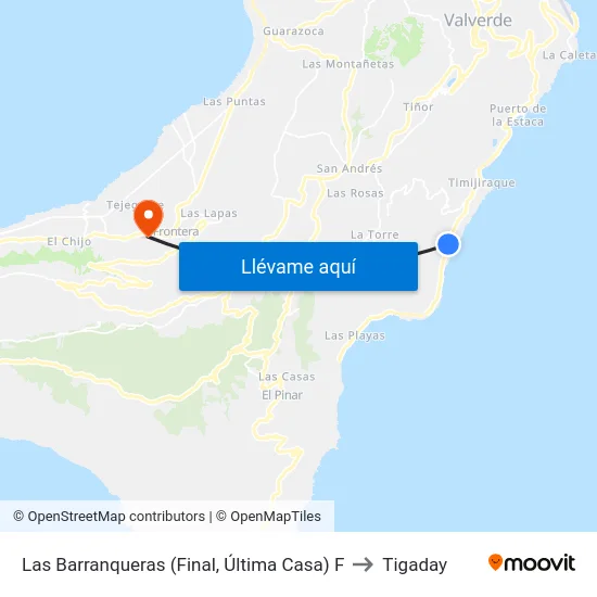 Las Barranqueras (Final, Última Casa) F to Tigaday map