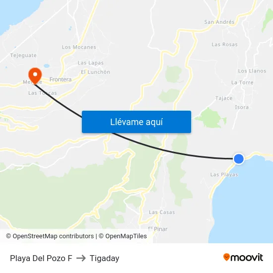 Playa Del Pozo F to Tigaday map